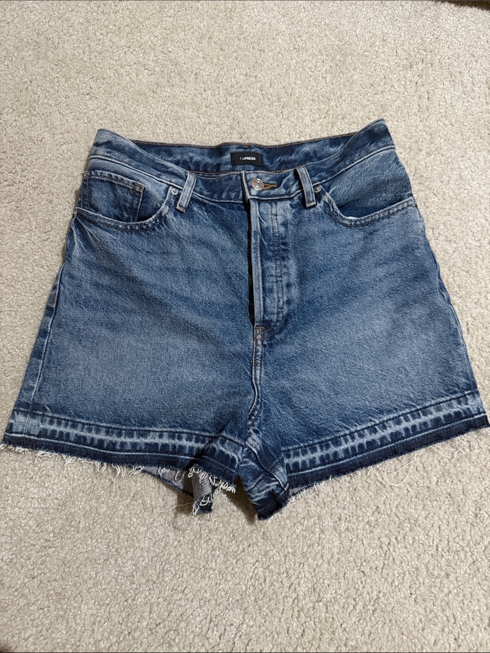 Express Blue Denim High-Rise Jean Shorts